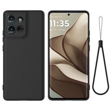 Motorola Moto G75 Vloeibare siliconen hoesje met polsbandje