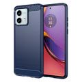 Motorola Moto G84 Geborsteld TPU Hoesje - Koolstofvezel - Blauw