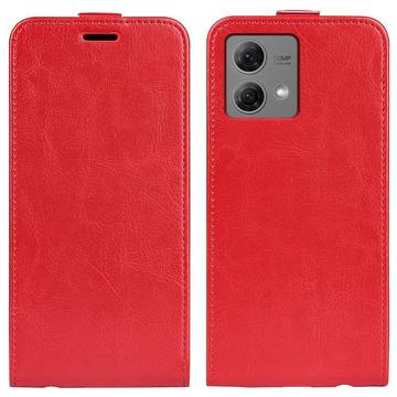 Motorola Moto G84 Verticale Flip Hoesje met Kaartsleuf - Rood