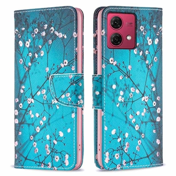 Motorola Moto G84 Wonder Series Portemonnee Hoesje - Wit Bloemen