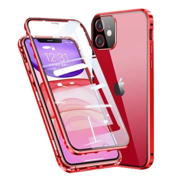 iPhone 11 Magnetisch Cover met Gehard Glas - Rood