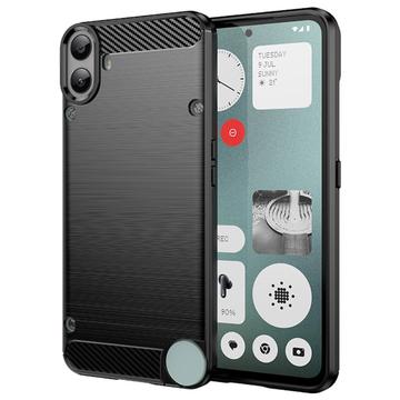 Nothing CMF Phone 1 Geborsteld TPU Hoesje - Koolstofvezel - Zwart