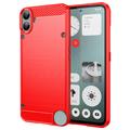 Nothing CMF Phone 1 Geborsteld TPU Hoesje - Koolstofvezel - Rood