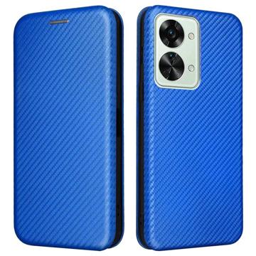 OnePlus Nord 2T Flip Cover - Koolstofvezel - Blauw