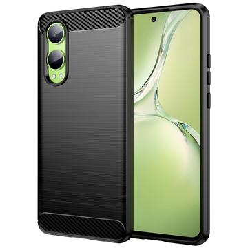 OnePlus Nord CE4 Lite/Oppo K12x Geborsteld TPU Hoesje - Koolstofvezel - Zwart