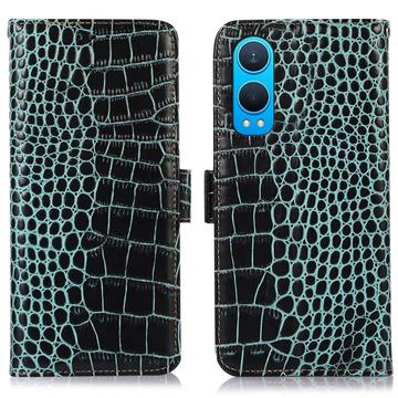 OnePlus Nord CE4 Lite/Oppo K12x Crocodile Series Wallet Leren Hoesje met RFID - Groen