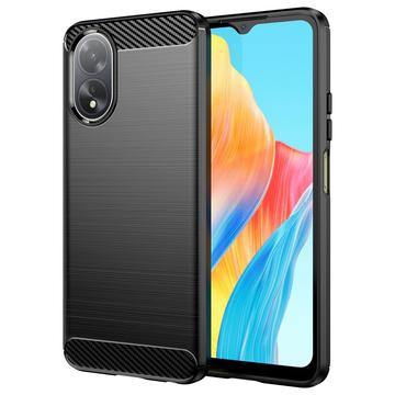 Oppo A18/A38 Geborsteld TPU Hoesje - Koolstofvezel - Zwart