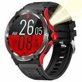 Waterdicht outdoor Smartwatch KT76 met kompas, zaklamp - 1.53" - Rood / Zwart