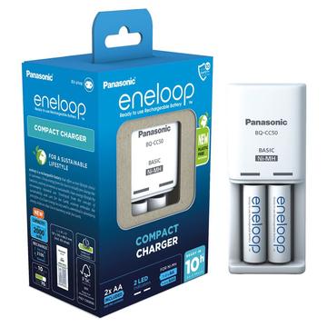 Panasonic Eneloop BQ-CC50 batterijlader met 2x AA oplaadbare batterijen 2000mAh