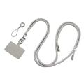 Polyester telefoonkoord verstelbaar 5mm nekband Crossbody mobiele telefoon riem met patch - Grijs