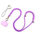 Polyester telefoonkoord verstelbaar 5mm nekband Crossbody mobiele telefoon riem met patch - paars