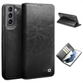 Qialino Classic Samsung Galaxy S21 5G Wallet Leren Hoesje - Zwart