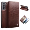 Qialino Classic Samsung Galaxy S21+ 5G Wallet Leren Hoesje