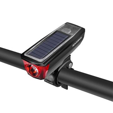 ROCKBROS HJ-052 Fietsvoorlicht Zonne-oplaadbare Power Bank Fietslamp met bel