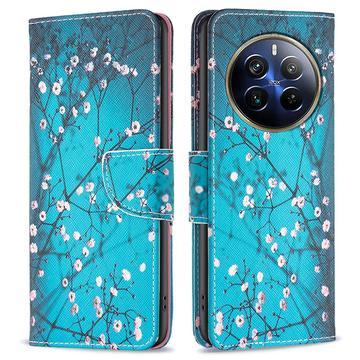 Realme 12 Pro/12 Pro+ Wonder Series Portemonnee Hoesje - Wit Bloemen