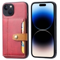 iPhone 15 Retro Style Hoesje met Portemonnee - Rood