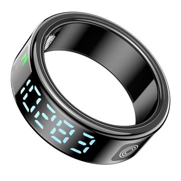 SR08 Smart Ring met Digitaal Display - Maat: 18.2mm - Zwart