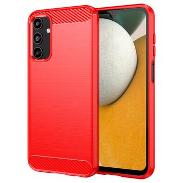 Samsung Galaxy A15 Geborsteld TPU Hoesje - Koolstofvezel - Rood