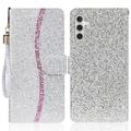 Samsung Galaxy A15 Stijlvol Glitter Portemonnee Hoesje - Zilver