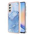 Samsung Galaxy A25 Marble Pattern Gegalvaniseerd IMD TPU Hoesje - Blauw