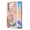 Samsung Galaxy A25 Marble Pattern Gegalvaniseerd IMD TPU Hoesje - Roze