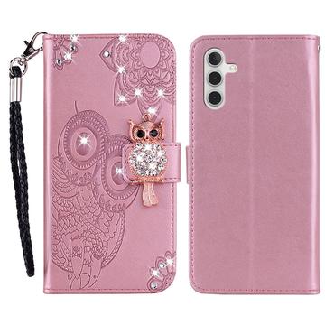 Samsung Galaxy A25 Uil Strass Portemonnee Hoesje - Roségoud