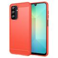 Samsung Galaxy A26 Geborsteld TPU Hoesje - Koolstofvezel - Rood