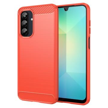 Samsung Galaxy A26 Geborsteld TPU Hoesje - Koolstofvezel - Rood