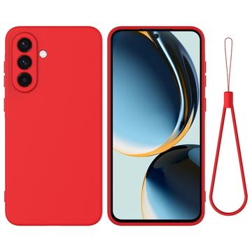 Samsung Galaxy A26 Vloeibare siliconen hoesje met polsbandje - Rood