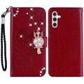 Samsung Galaxy A35 Uil Strass Portemonnee Hoesje - Rood