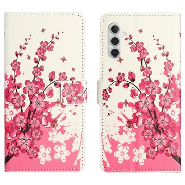 Samsung Galaxy A36 Style Series Portemonnee Hoesje - Roze Bloemen