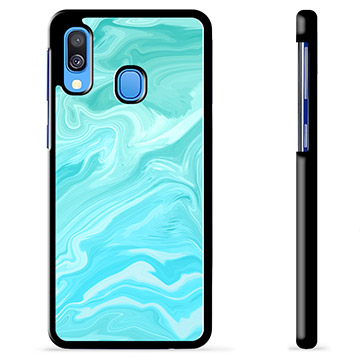 Samsung Galaxy A40 Beschermhoes - Blauw Marmer