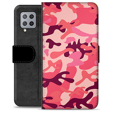 Samsung Galaxy A42 5G Premium Portemonnee Hoesje - Roze Camouflage