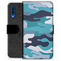 Samsung Galaxy A50 Premium Portemonnee Hoesje - Blauw Camouflage