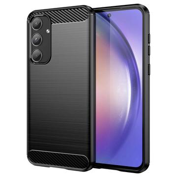 Samsung Galaxy A55 Geborsteld TPU Hoesje - Koolstofvezel - Zwart