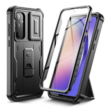 Samsung Galaxy A55 Tech-Protect Kevlar Cam+ Hoesje - Schermbeschermer, Camerabeveiliging, Kickstand - Zwart