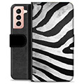 Samsung Galaxy S21 5G Premium Portemonnee Hoesje - Zebra