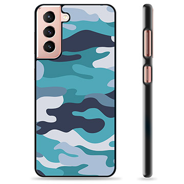 Samsung Galaxy S21 5G Beschermhoes - Blauw Camouflage