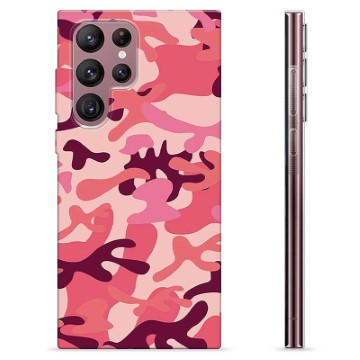 Samsung Galaxy S22 Ultra 5G TPU Hoesje - Roze Camouflage