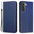 Samsung Galaxy S23 5G Portemonnee Hoesje - Koolstofvezel - Blauw