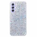 Samsung Galaxy S24 FE Glitter Flakes TPU Hoesje - Zilver