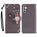 Samsung Galaxy S24 FE Uil Strass Portemonnee Hoesje - Grijs