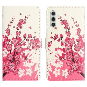 Samsung Galaxy S24 FE Style Series Portemonnee Hoesje - Roze Bloemen