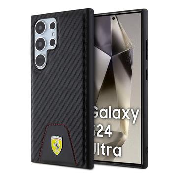 Samsung Galaxy S24 Ultra Ferrari Carbon Gestikt Hoesje - Zwart