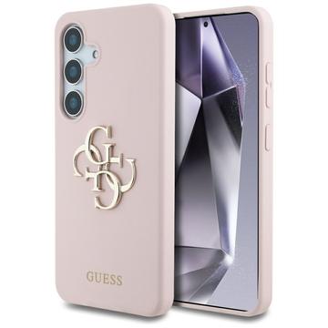 Samsung Galaxy S25 Guess Big 4G Logo Bodem Script Silicone Hoesje - Roze