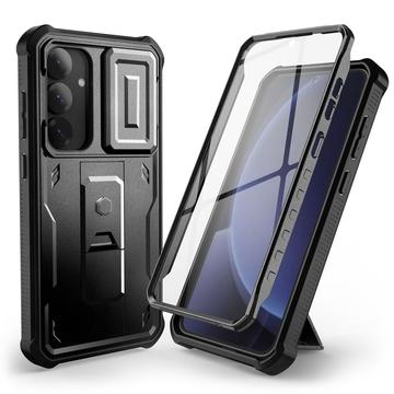 Samsung Galaxy S25 Tech-Protect Kevlar Cam+ Hoesje - Schermbeschermer, Camerabeveiliging, Kickstand - Zwart