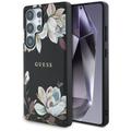 Samsung Galaxy S25 Ultra Guess Grained Printed Flower Pattern Hoesje - MagSafe Compatibel - Zwart