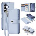 Samsung Galaxy S25+ Dux Ducis Lawa Leren Portemonnee Hoesje met magneet - Baby Blauw