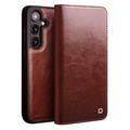 Samsung Galaxy S25+ Qialino Classic Wallet Leren Hoesje - Donkerbruin