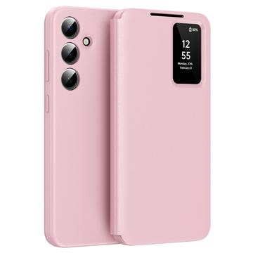 Samsung Galaxy S25+ Smart Clear View Flip Hoesje met kaartsleuf - Roze